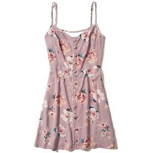 Hollister Button-Front floral dress pink purple open back